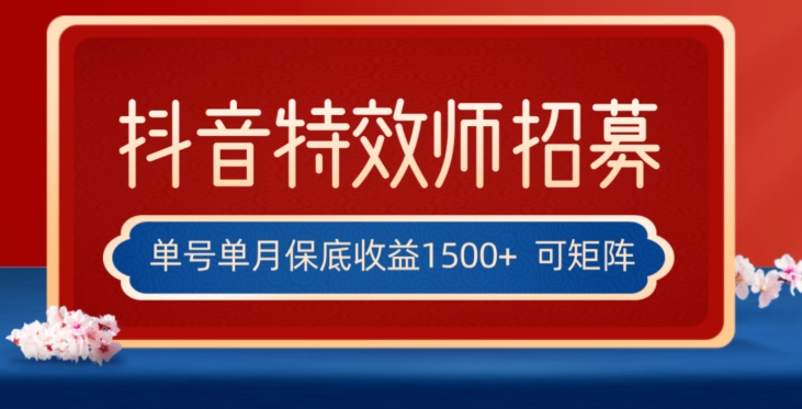 全网首发抖音特效师最新玩法，单号保底收益1500+，可多账号操作，每天操作十分钟【揭秘】-大齐资源站