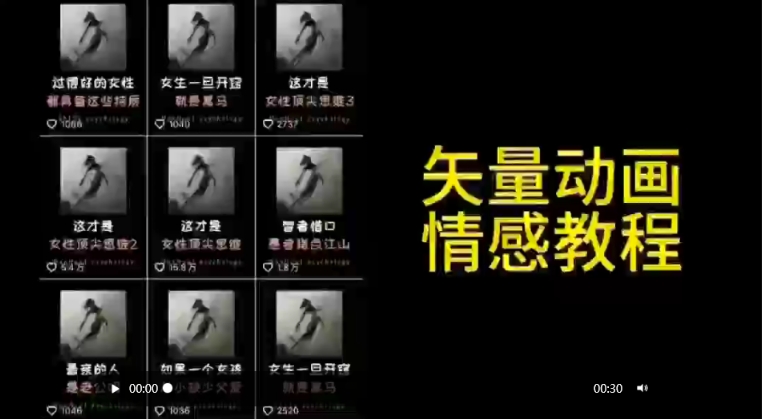 矢量动画情感教程：高点赞涨粉，适合情感、思维、创业教育等赛道-大齐资源站