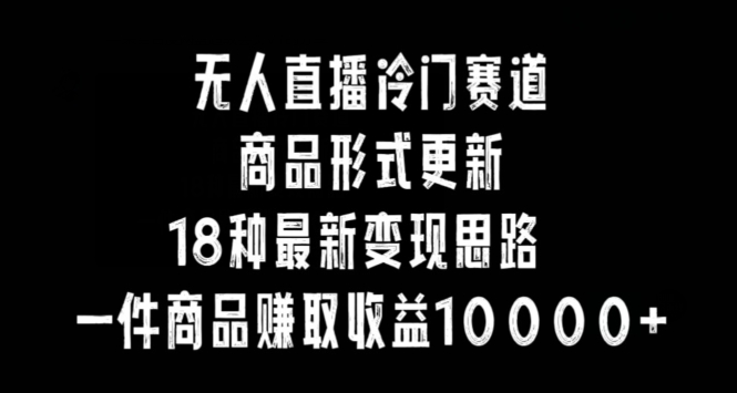 无人直播冷门赛道，商品形式更新，18种变现思路，一件商品赚取收益10000+【揭秘】-大齐资源站