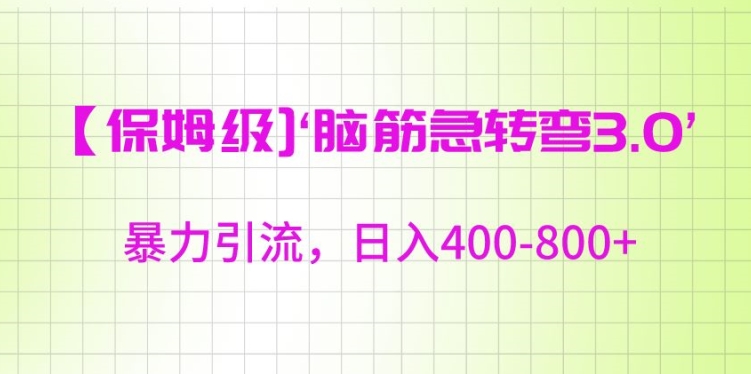 保姆级脑筋急转弯3.0，暴力引流，日入400-800+【揭秘】-大齐资源站