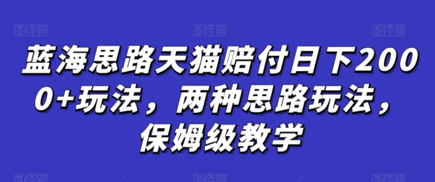 蓝海思路天猫赔付日下2000+玩法，两种思路玩法，保姆级教学【仅揭秘】-大齐资源站