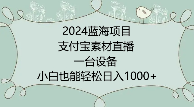 2024年蓝海项目，支付宝素材直播，无需出境，小白也能日入1000+ ，实操教程【揭秘】-大齐资源站