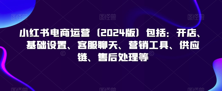 小红书电商运营（2024版）包括：开店、基础设置、客服聊天、营销工具、供应链、售后处理等-大齐资源站