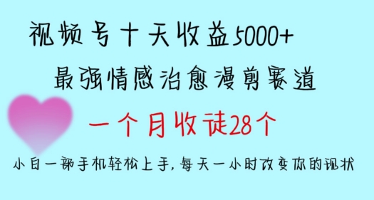 十天收益5000+，多平台捞金，视频号情感治愈漫剪，一个月收徒28个，小白一部手机轻松上手【揭秘】-大齐资源站