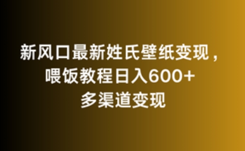 新风口最新姓氏壁纸变现，喂饭教程日入600+【揭秘】-大齐资源站