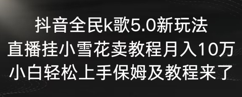 抖音全民k歌5.0新玩法，直播挂小雪花卖教程月入10万，小白轻松上手，保姆及教程来了【揭秘】-大齐资源站