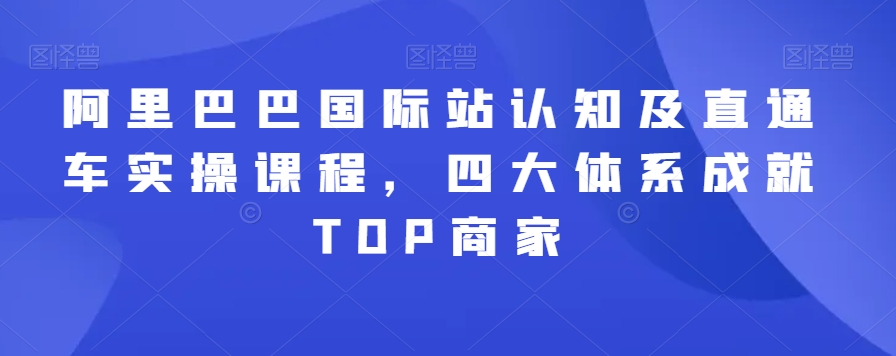 阿里巴巴国际站认知及直通车实操课程，四大体系成就TOP商家-大齐资源站