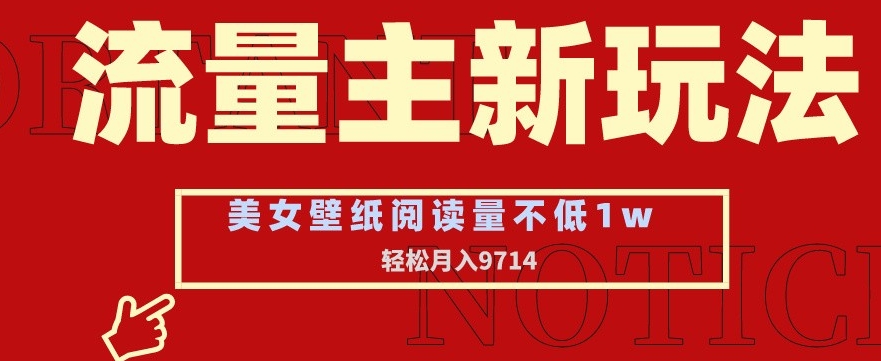 流量主新玩法，美女壁纸和头像，阅读量不低于1w，月入9741【揭秘】-大齐资源站