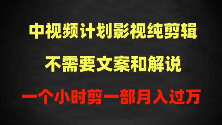 中视频计划影视纯剪辑，不需要文案和解说，一个小时剪一部，100%过原创月入过万【揭秘】-大齐资源站