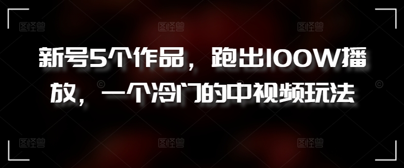 新号5个作品，跑出100W播放，一个冷门的中视频玩法【揭秘】-大齐资源站