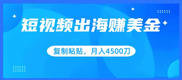 短视频出海赚美金，复制粘贴批量操作，小白轻松掌握，月入4500美刀【揭秘】-大齐资源站