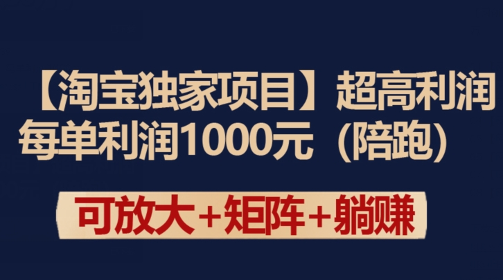 【淘宝独家项目】超高利润：每单利润1000元【揭秘】-大齐资源站