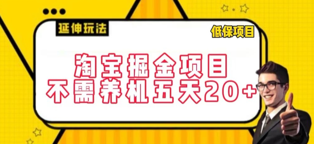 淘宝掘金项目，不需养机，五天20+，每天只需要花三四个小时【揭秘】-大齐资源站