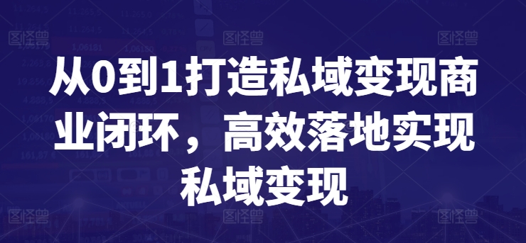 从0到1打造私域变现商业闭环，高效落地实现私域变现-大齐资源站