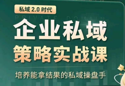 私域2.0：企业私域策略实战课，培养能拿结果的私域操盘手-大齐资源站