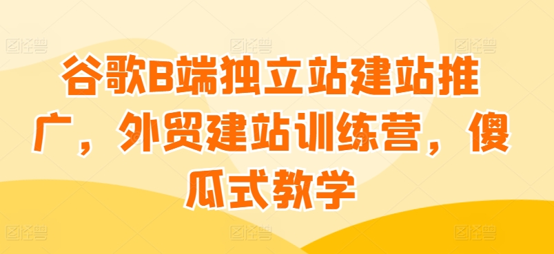 谷歌B端独立站建站推广，外贸建站训练营，傻瓜式教学-大齐资源站