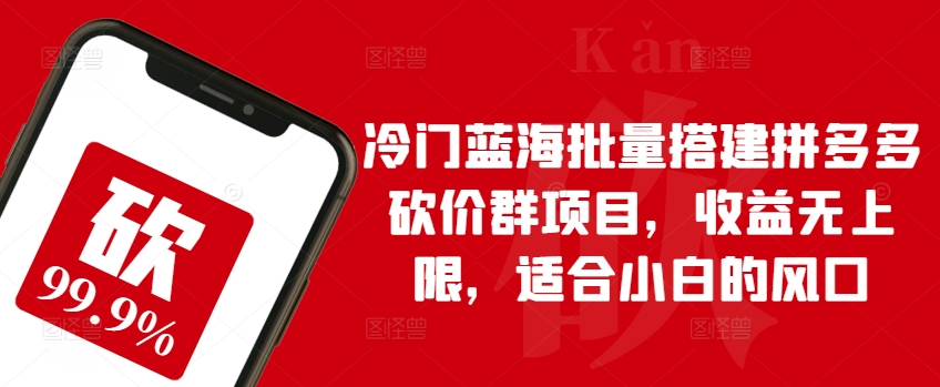 冷门蓝海批量搭建拼多多砍价群项目，收益无上限，适合小白的风口【揭秘】-大齐资源站