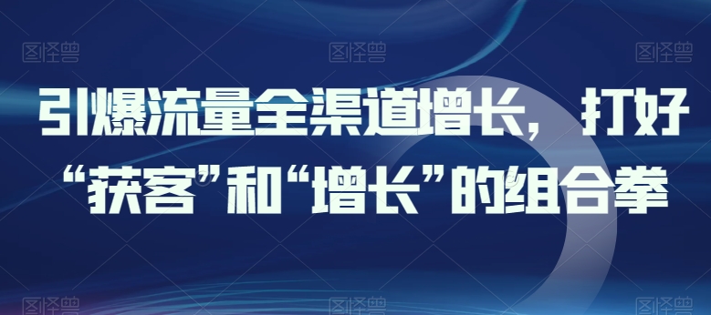 引爆流量全渠道增长，打好“获客”和“增长”的组合拳-大齐资源站