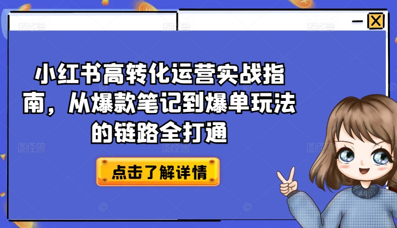 小红书高转化运营实战指南，从爆款笔记到爆单玩法的链路全打通-大齐资源站