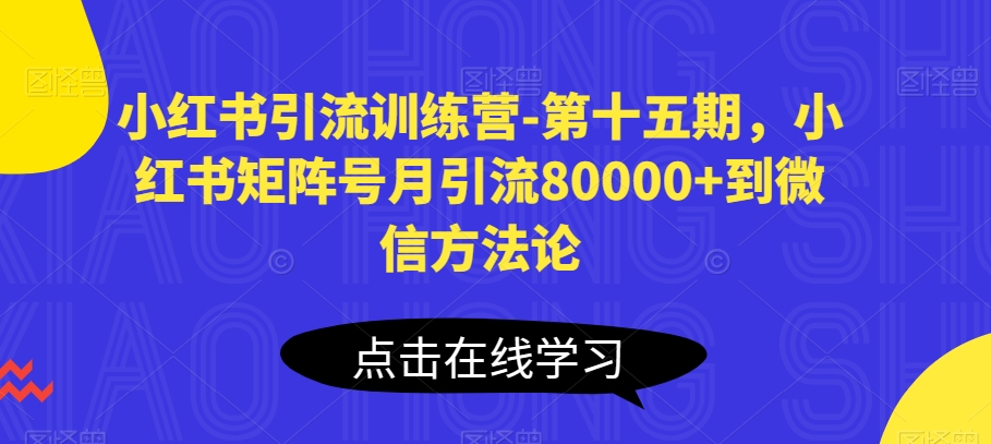 小红书引流训练营-第十五期，小红书矩阵号月引流80000+到微信方法论-大齐资源站