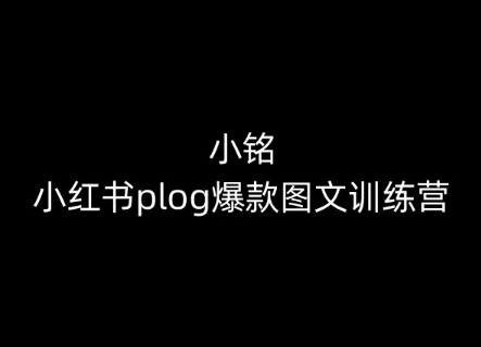 小铭-小红书plog爆款图文训练营，教你从0-1做小红书-大齐资源站