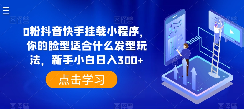 0粉抖音快手挂载小程序，你的脸型适合什么发型玩法，新手小白日入300+【揭秘】-大齐资源站