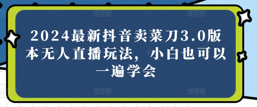 2024最新抖音卖菜刀3.0版本无人直播玩法，小白也可以一遍学会【揭秘】-大齐资源站