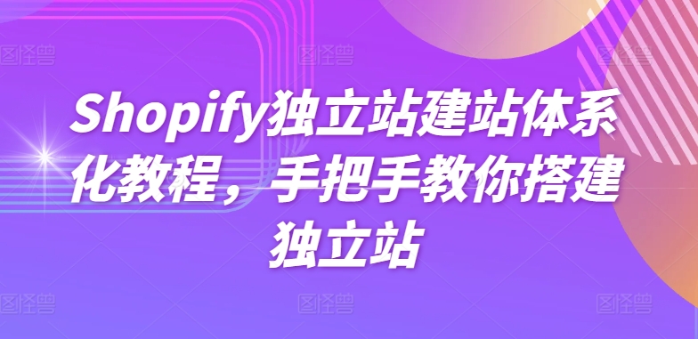 Shopify独立站建站体系化教程，手把手教你搭建独立站-大齐资源站