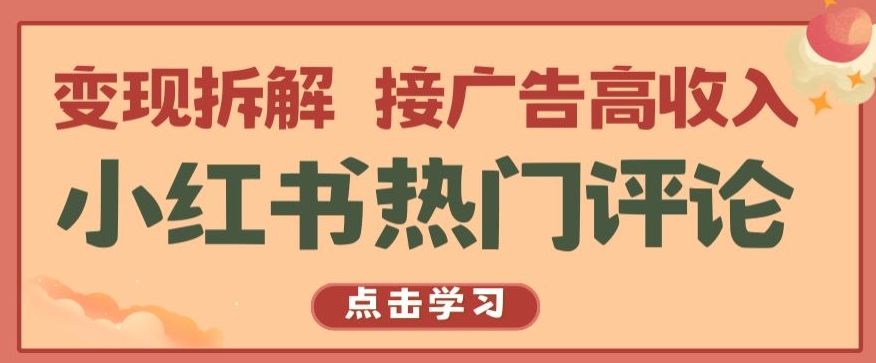 小红书热门评论，变现拆解，接广告高收入【揭秘 】-大齐资源站