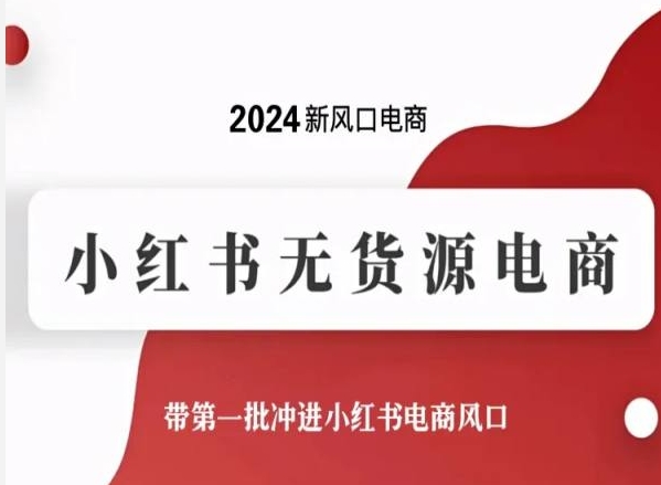 2024新风口电商，小红书无货源电商，带第一批冲进小红书电商风口-大齐资源站