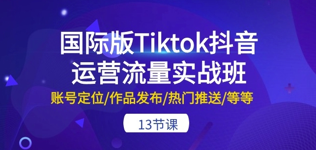 国际版Tiktok抖音运营流量实战班：账号定位/作品发布/热门推送/等等-13节-大齐资源站