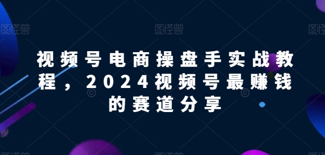 视频号电商实战教程，2024视频号最赚钱的赛道分享-大齐资源站