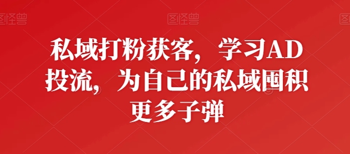 私域打粉获客，学习AD投流，为自己的私域囤积更多子弹-大齐资源站