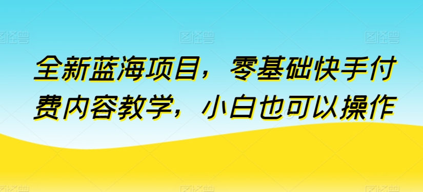 全新蓝海项目，零基础快手付费内容教学，小白也可以操作【揭秘】-大齐资源站