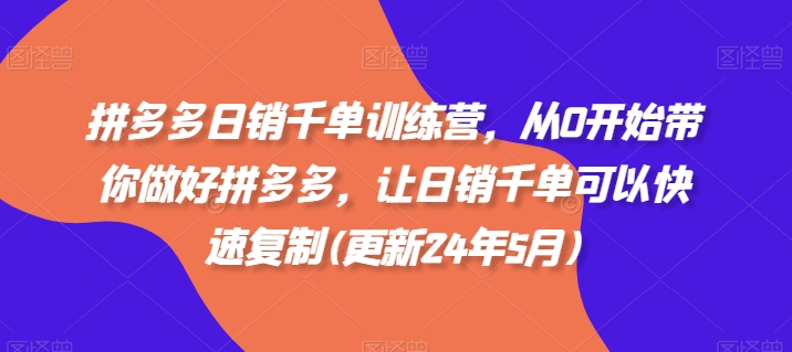 拼多多日销千单训练营，从0开始带你做好拼多多，让日销千单可以快速复制(更新24年5月)-大齐资源站