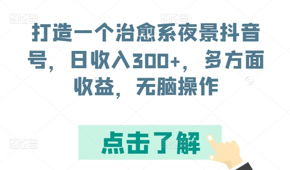 打造一个治愈系夜景抖音号，日收入300+，多方面收益，无脑操作【揭秘】-大齐资源站