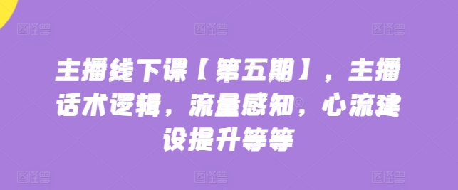 主播线下课【第五期】，主播话术逻辑，流量感知，心流建设提升等等-大齐资源站