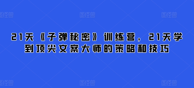 21天《子弹秘密》训练营，21天学到顶尖文案大师的策略和技巧-大齐资源站