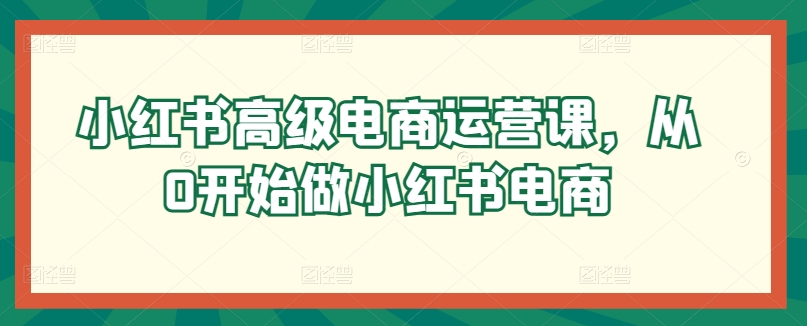 小红书高级电商运营课，从0开始做小红书电商-大齐资源站