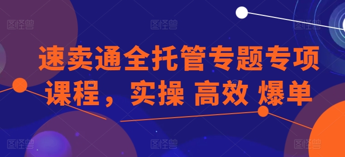 速卖通全托管专题专项课程，实操 高效 爆单-大齐资源站