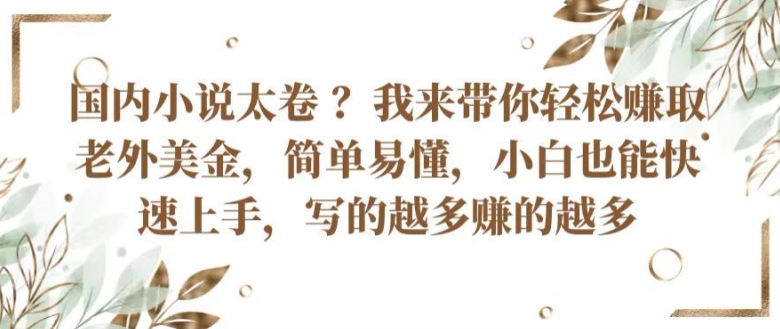 国内小说太卷 ?带你轻松赚取老外美金，简单易懂，小白也能快速上手，写的越多赚的越多【揭秘】-大齐资源站