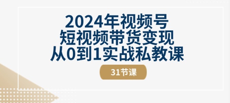 2024年视频号短视频带货变现从0到1实战私教课(31节视频课)-大齐资源站