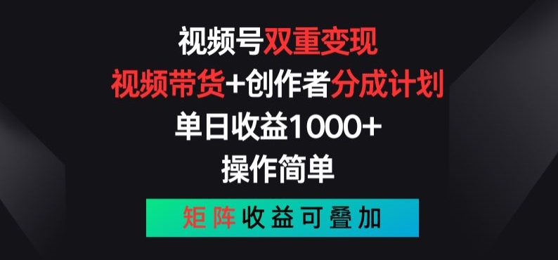 视频号双重变现，视频带货+创作者分成计划 , 操作简单，矩阵收益叠加【揭秘】-大齐资源站