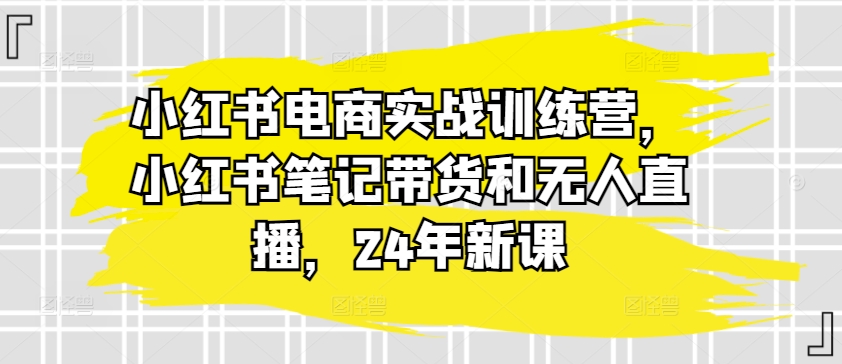 小红书电商实战训练营，小红书笔记带货和无人直播，24年新课-大齐资源站