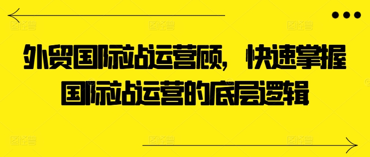 外贸国际站运营顾问，快速掌握国际站运营的底层逻辑-大齐资源站