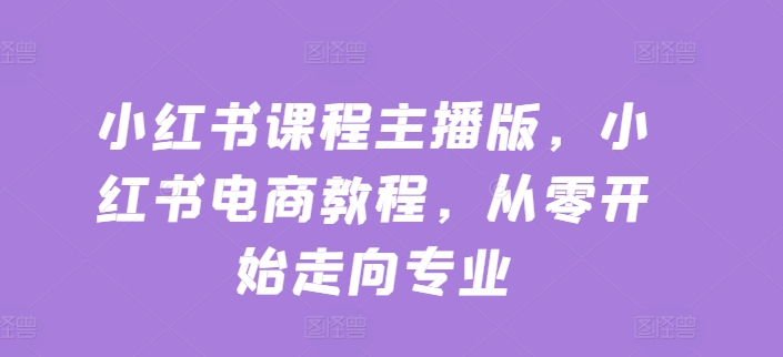 小红书课程主播版，小红书电商教程，从零开始走向专业-大齐资源站