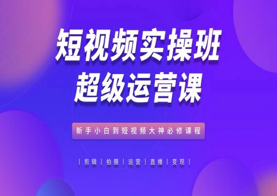 短视频实操班超级运营课，新手小白到短视频大神必修课程-大齐资源站