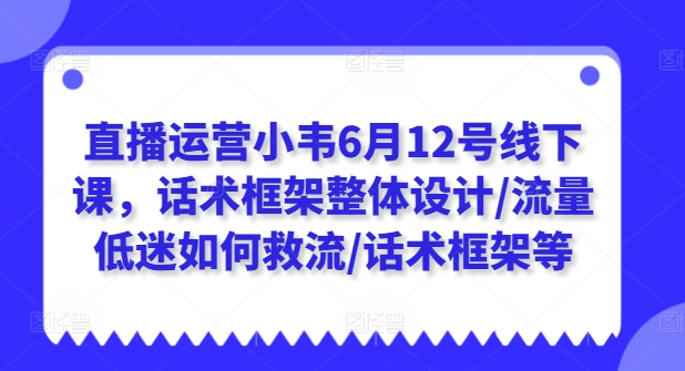 直播运营小韦6月12号线下课，话术框架整体设计/流量低迷如何救流/话术框架等-大齐资源站