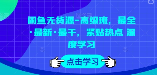 闲鱼无货源-高级班，最全·最新·最干，紧贴热点 深度学习-大齐资源站