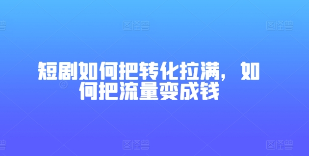 短剧如何把转化拉满，如何把流量变成钱-大齐资源站